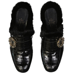 Eleventy Black Calfskin Mules