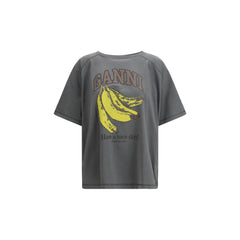 Ganni Graues Baumwoll-T-Shirt