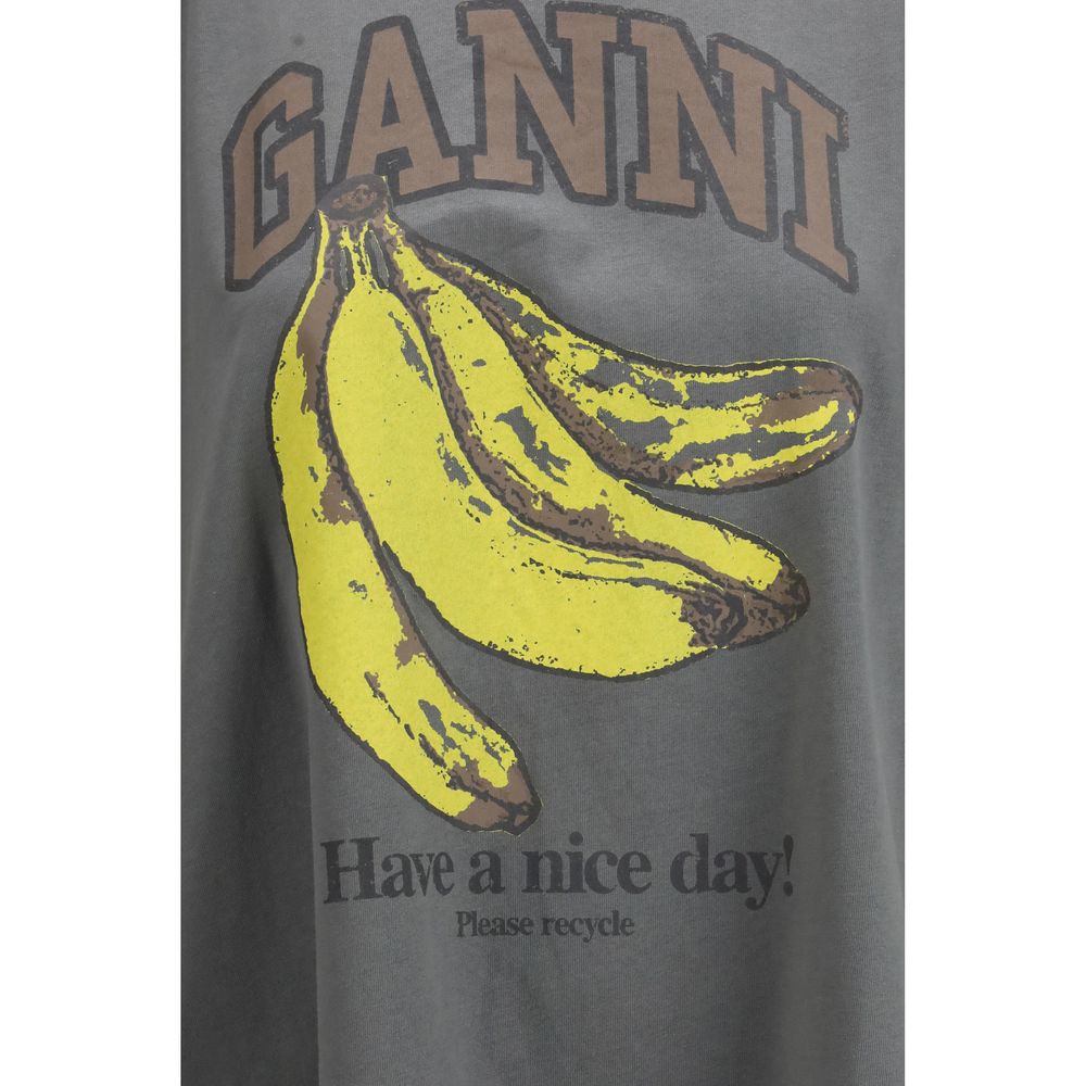 Ganni Graues Baumwoll-T-Shirt