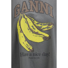 Ganni Graues Baumwoll-T-Shirt