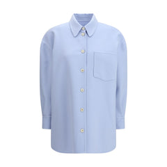 Fabiana Filippi Blauw Fleece Wollen Overhemd