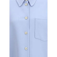 Fabiana Filippi Blauw Fleece Wollen Overhemd