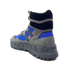 Versace Graue Leder-Schnürstiefel