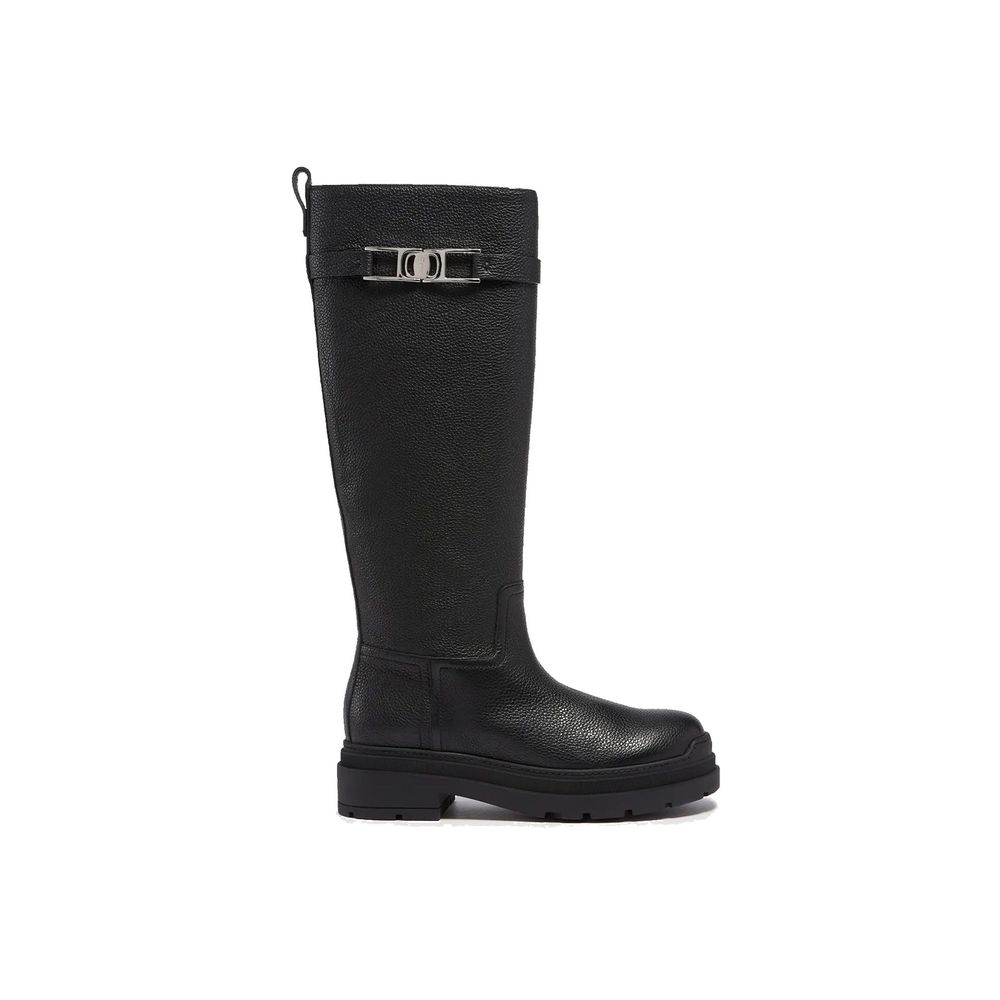 Salvatore Ferragamo Schwarze Overknee-Stiefel aus Kalbsleder
