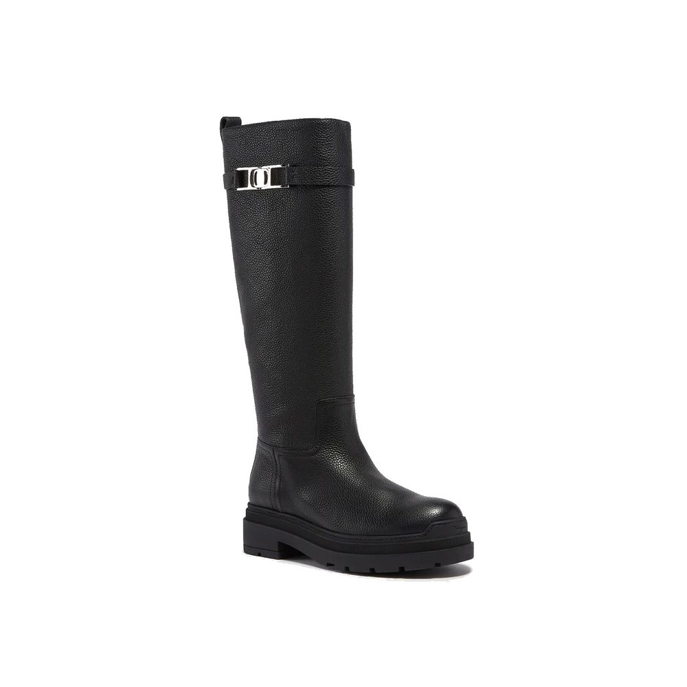Salvatore Ferragamo Schwarze Overknee-Stiefel aus Kalbsleder