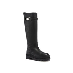 Salvatore Ferragamo Schwarze Overknee-Stiefel aus Kalbsleder