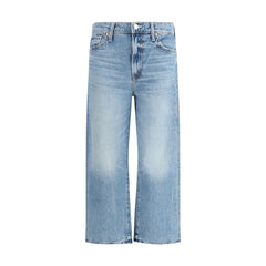 Mother Denim blauwe katoenen straight-leg jeans