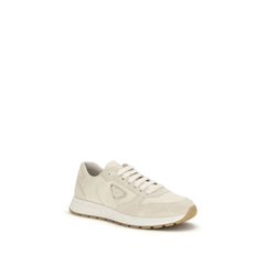 Prada Beigekleurige Nylon Lage Sneakers