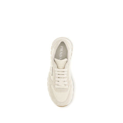 Prada Beigekleurige Nylon Lage Sneakers