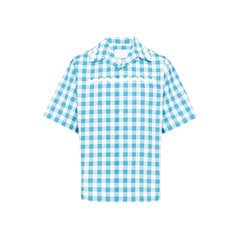Prada overhemd met blauwe katoenen print