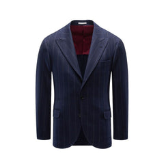 Brunello Cucinelli Blauwe Jas van Scheerwol