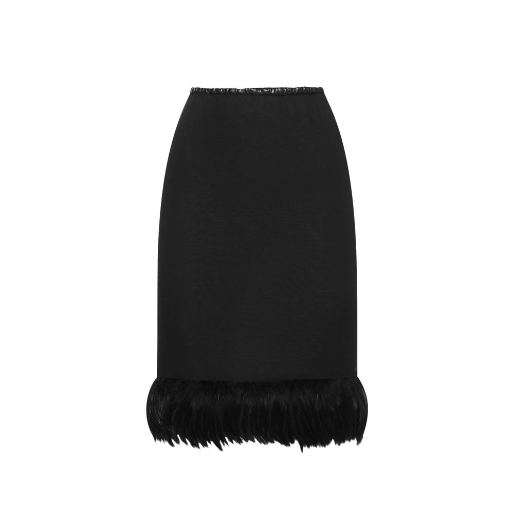 Saint Laurent Schwarzer Seidenmidi-Rock