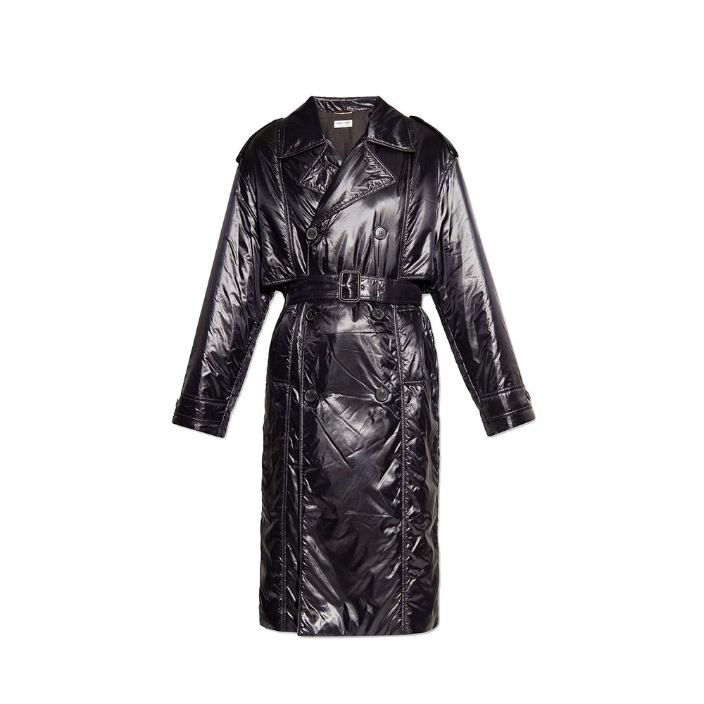 Saint Laurent Schwarzer Polyamid-Mantel