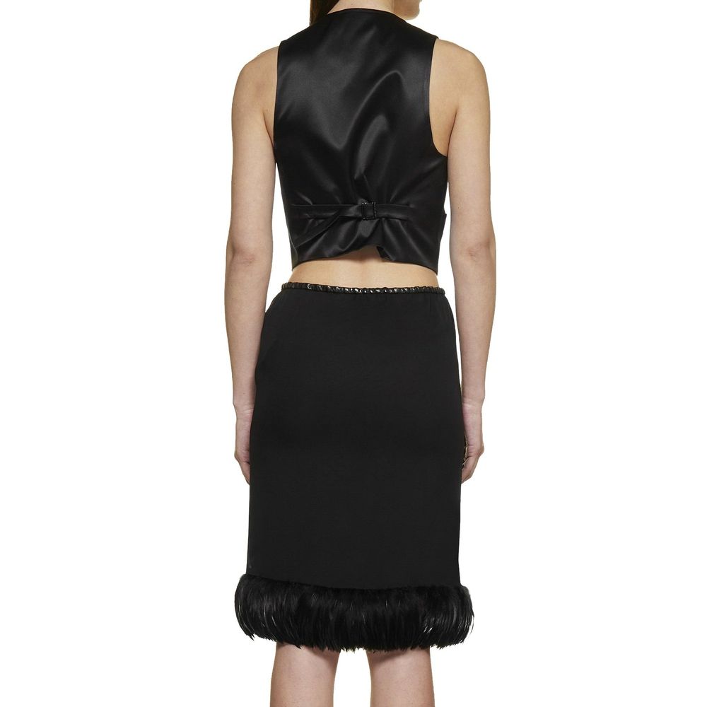 Saint Laurent Schwarzer Seidenmidi-Rock