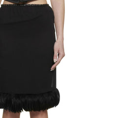 Saint Laurent Schwarzer Seidenmidi-Rock