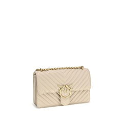 PINKO Beige Calf Leather Bos Taurus Shoulder Bag