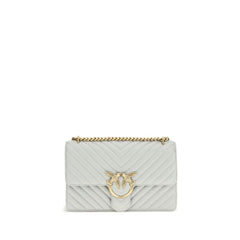 PINKO Gray Calf Leather Bos Taurus Shoulder Bag