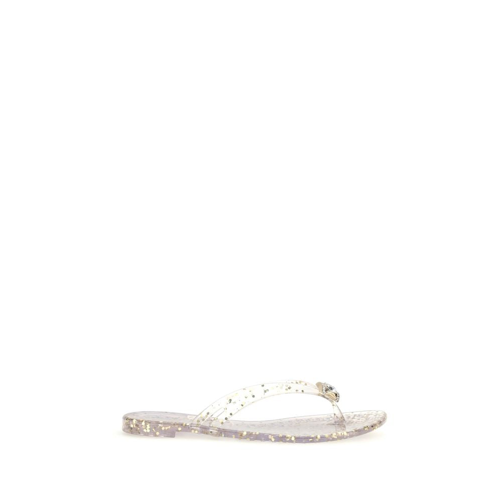 Casadei Gold Polyurethaan Platte Sandalen