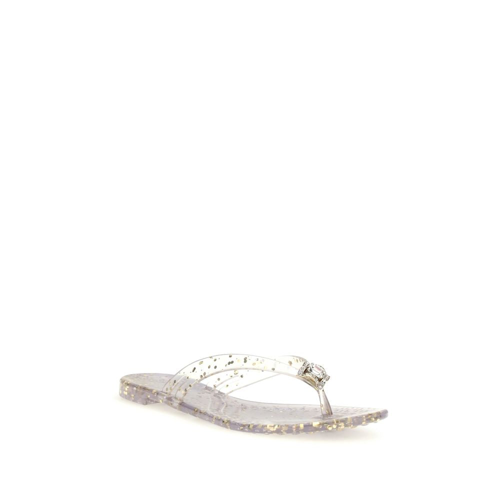 Casadei Gold Polyurethaan Platte Sandalen