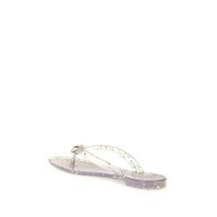 Casadei Gold Polyurethaan Platte Sandalen