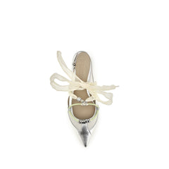 PINKO Zilver Kalfsleer Bos Taurus Ballerina's