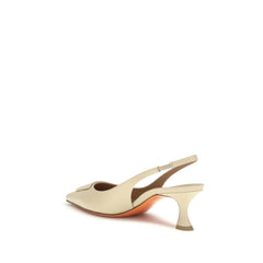 Santoni Beige Kalfsleer Bos Taurus Pumps met Middelhoge Hak