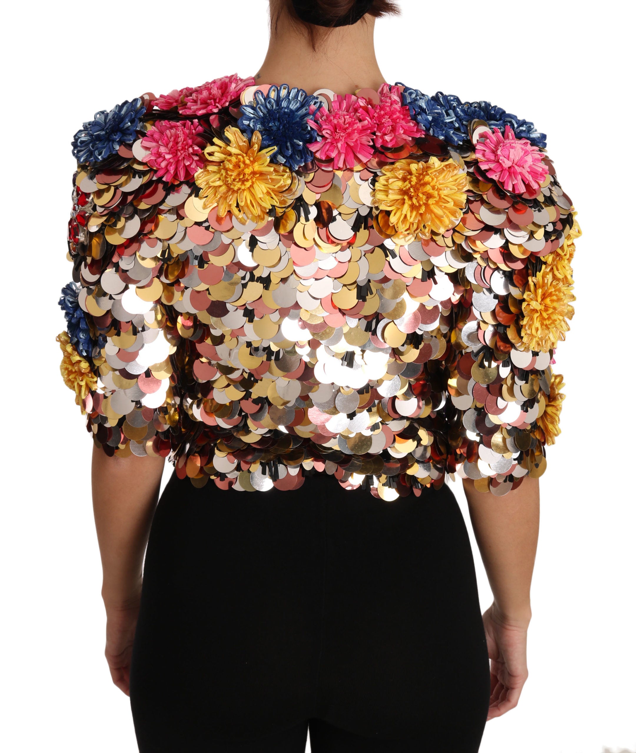 Dolce & Gabbana Kristall-Pailletten Jackenmantel mit Blumenmuster