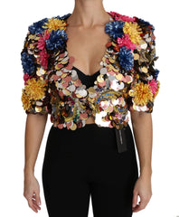 Dolce & Gabbana Kristall-Pailletten Jackenmantel mit Blumenmuster