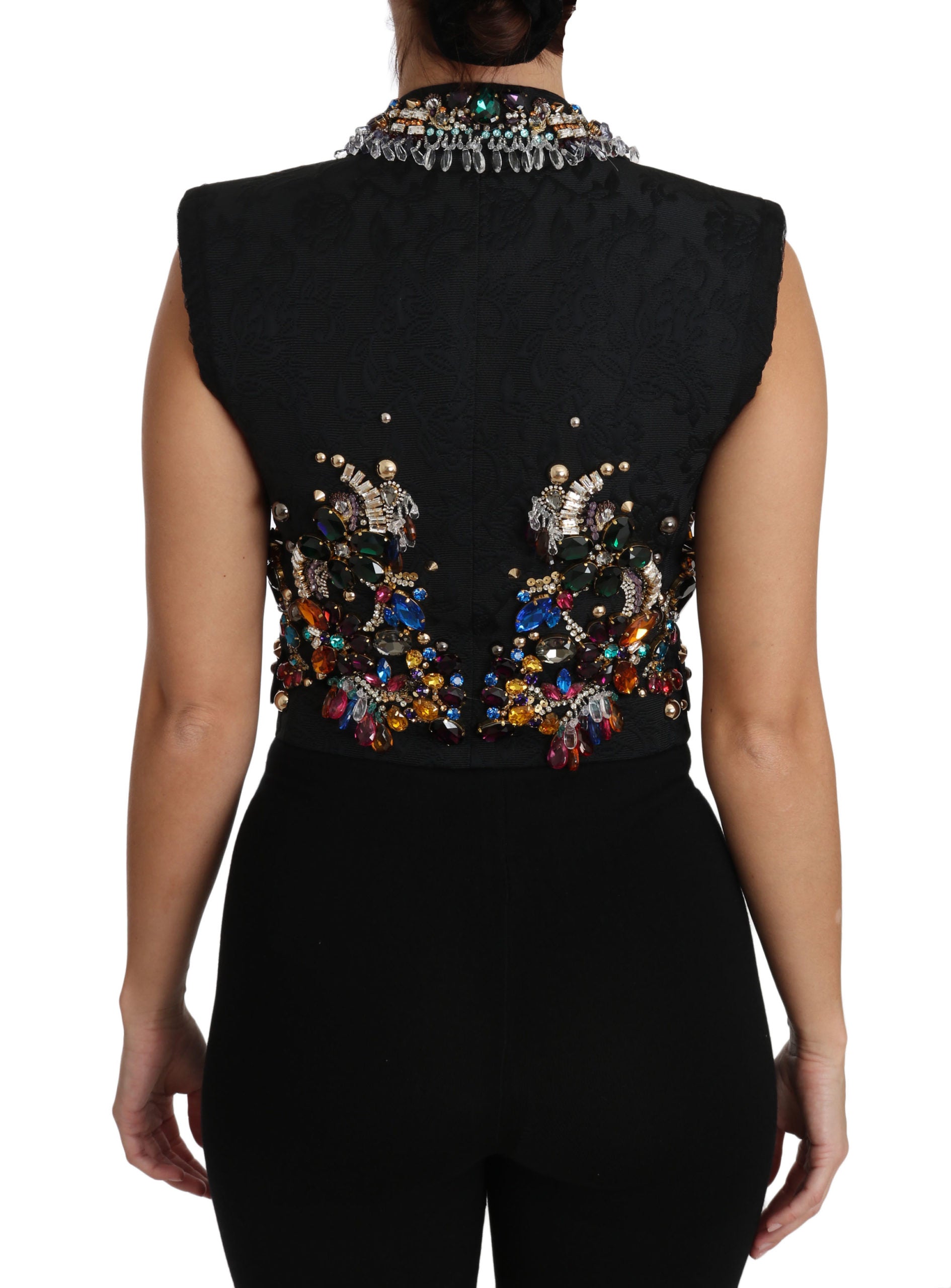 Dolce & Gabbana Schwarze Kristall-Sizilien-Weste