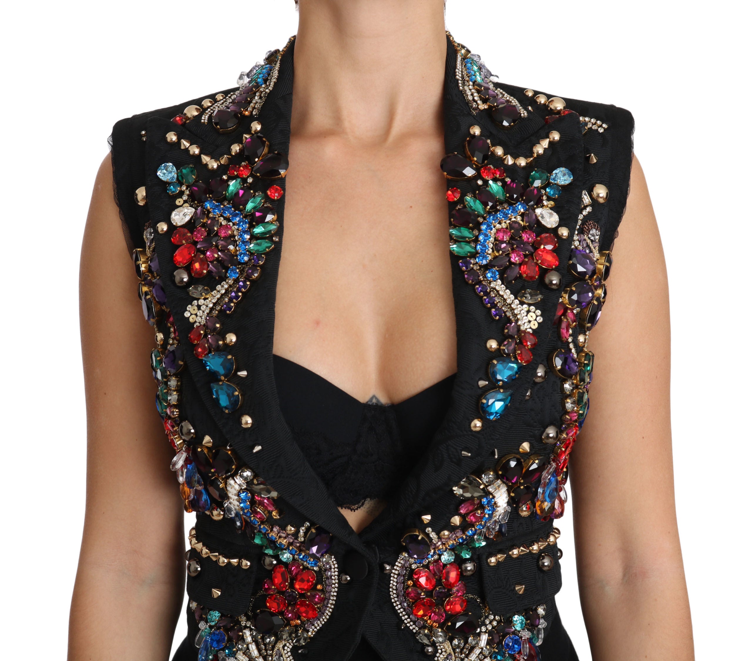 Dolce & Gabbana Schwarze Kristall-Sizilien-Weste