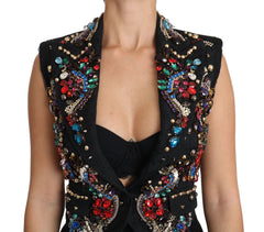 Dolce & Gabbana Schwarze Kristall-Sizilien-Weste