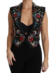 Dolce & Gabbana Schwarze Kristall-Sizilien-Weste