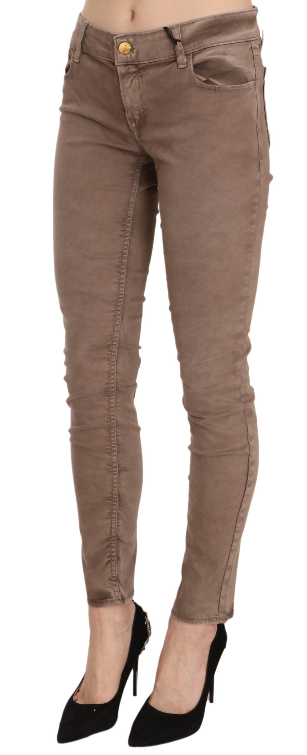 CYCLE Braune Low Waist Slim Fit Skinny Pants