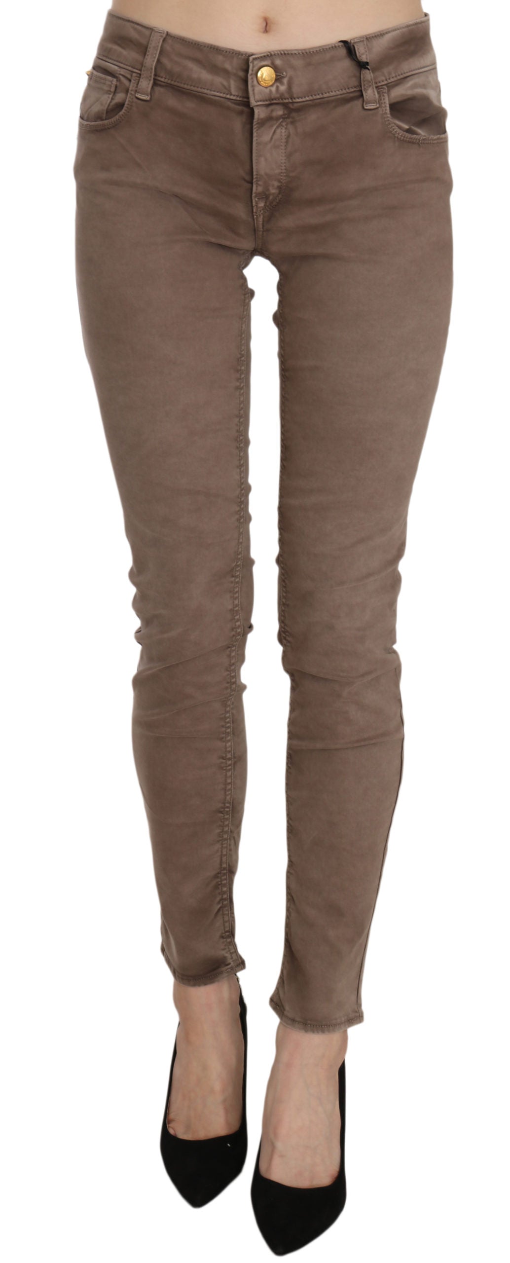 CYCLE Braune Low Waist Slim Fit Skinny Pants