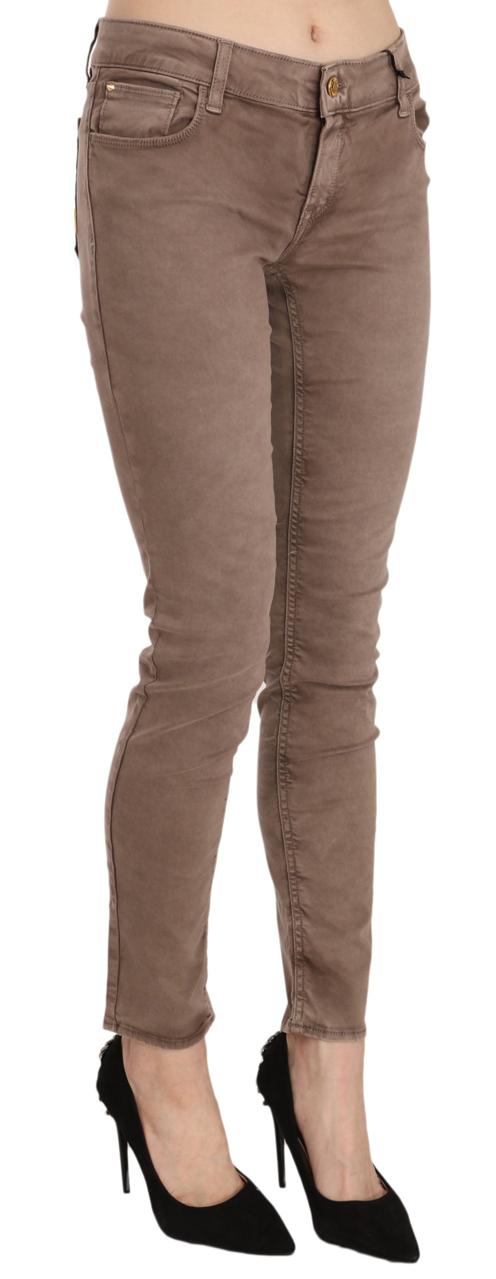 CYCLE Braune Low Waist Slim Fit Skinny Pants