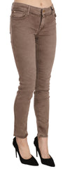 CYCLE Braune Low Waist Slim Fit Skinny Pants