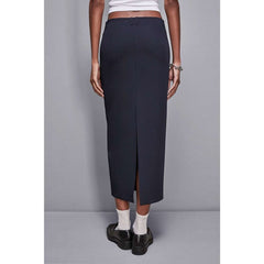 Patrizia Pepe Navy Blue Polyester Long Skirt