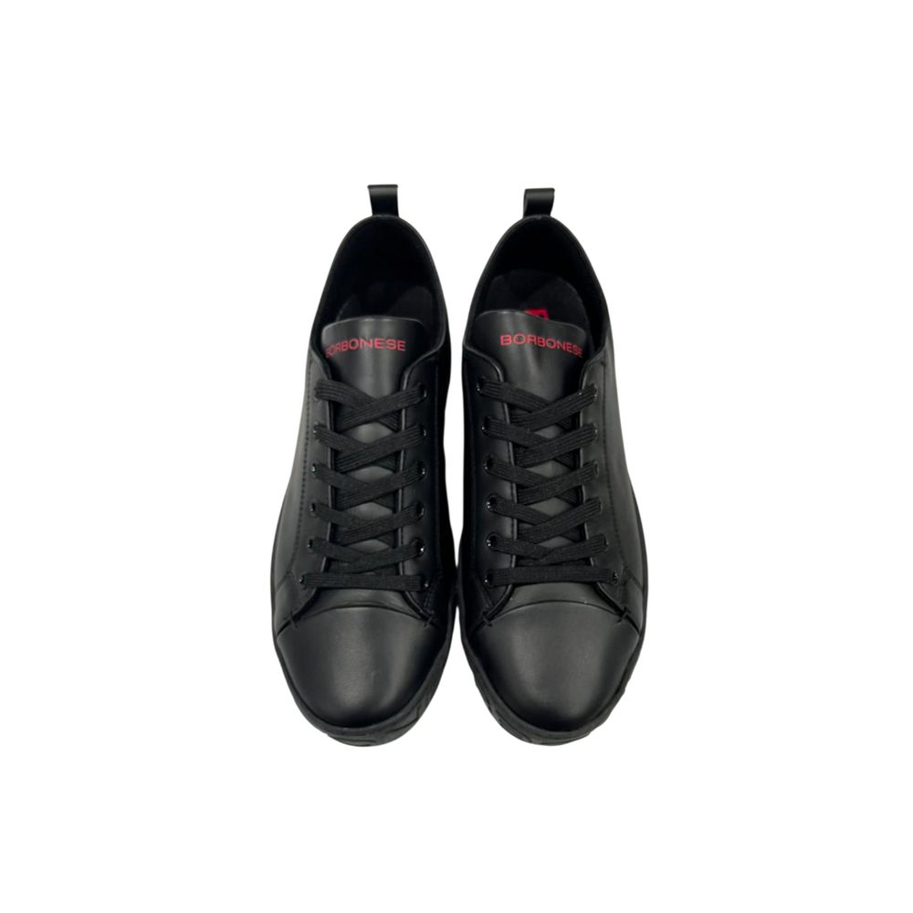 Borbonese Zwarte Leren Herensneaker