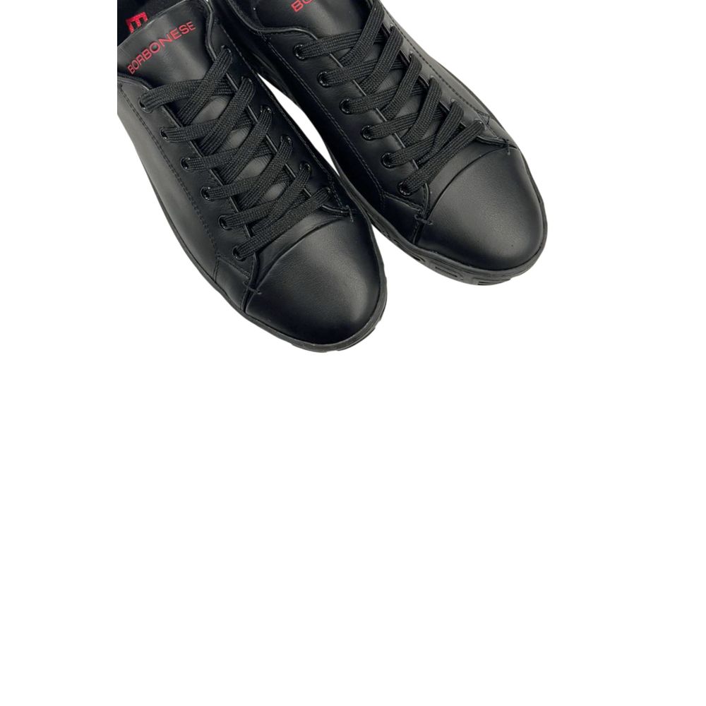 Borbonese Zwarte Leren Herensneaker