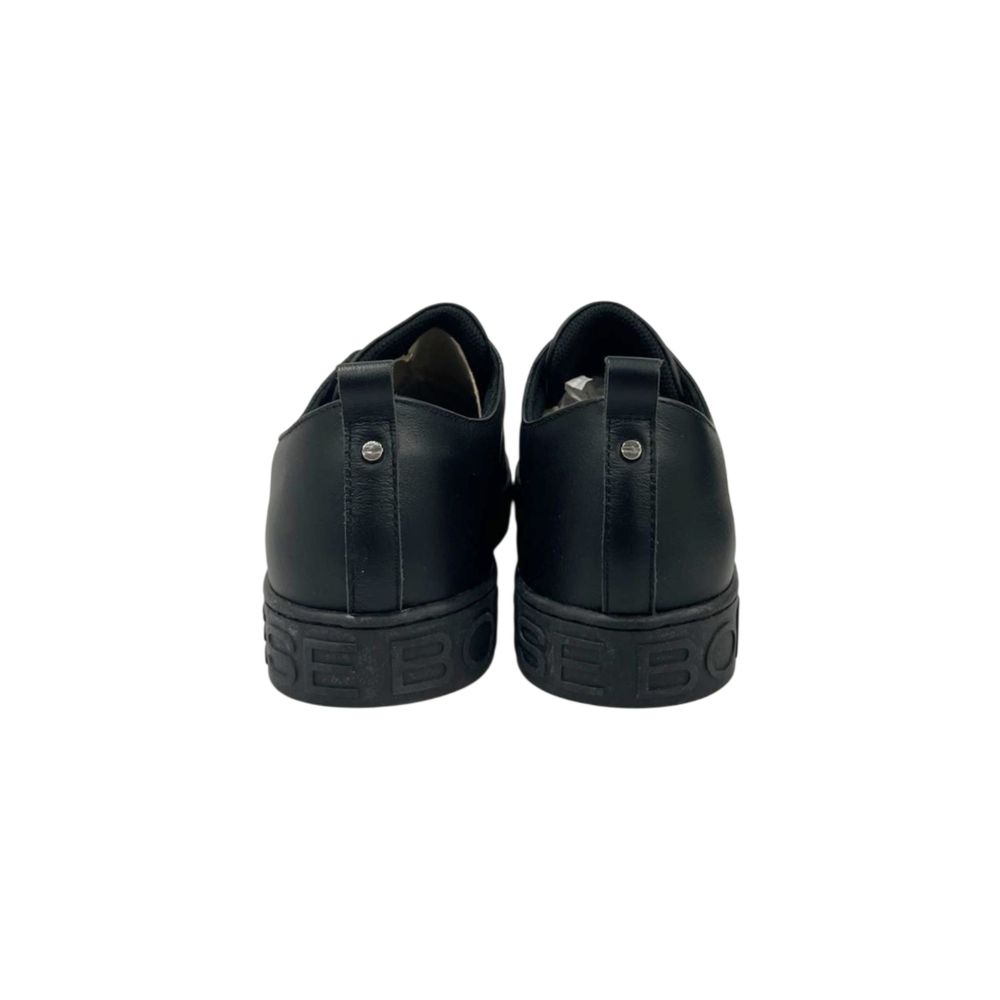 Borbonese Zwarte Leren Herensneaker