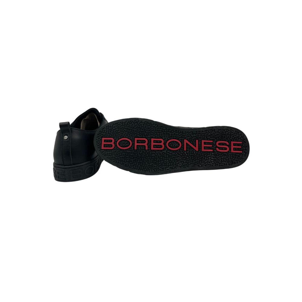 Borbonese Zwarte Leren Herensneaker