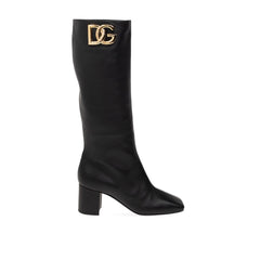 Dolce & Gabbana Schwarze High-Heel-Stiefel aus Kalbsleder