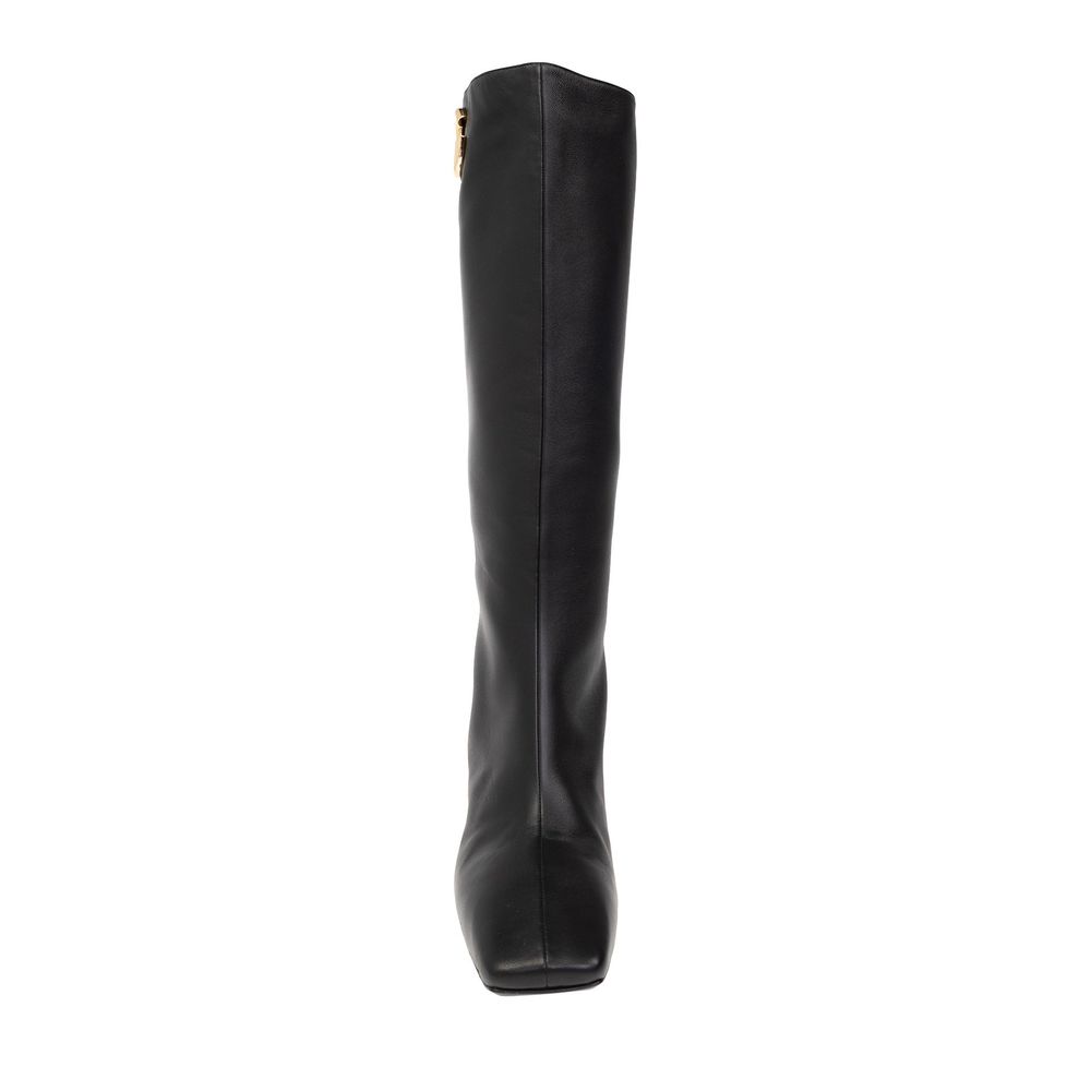 Dolce & Gabbana Schwarze High-Heel-Stiefel aus Kalbsleder