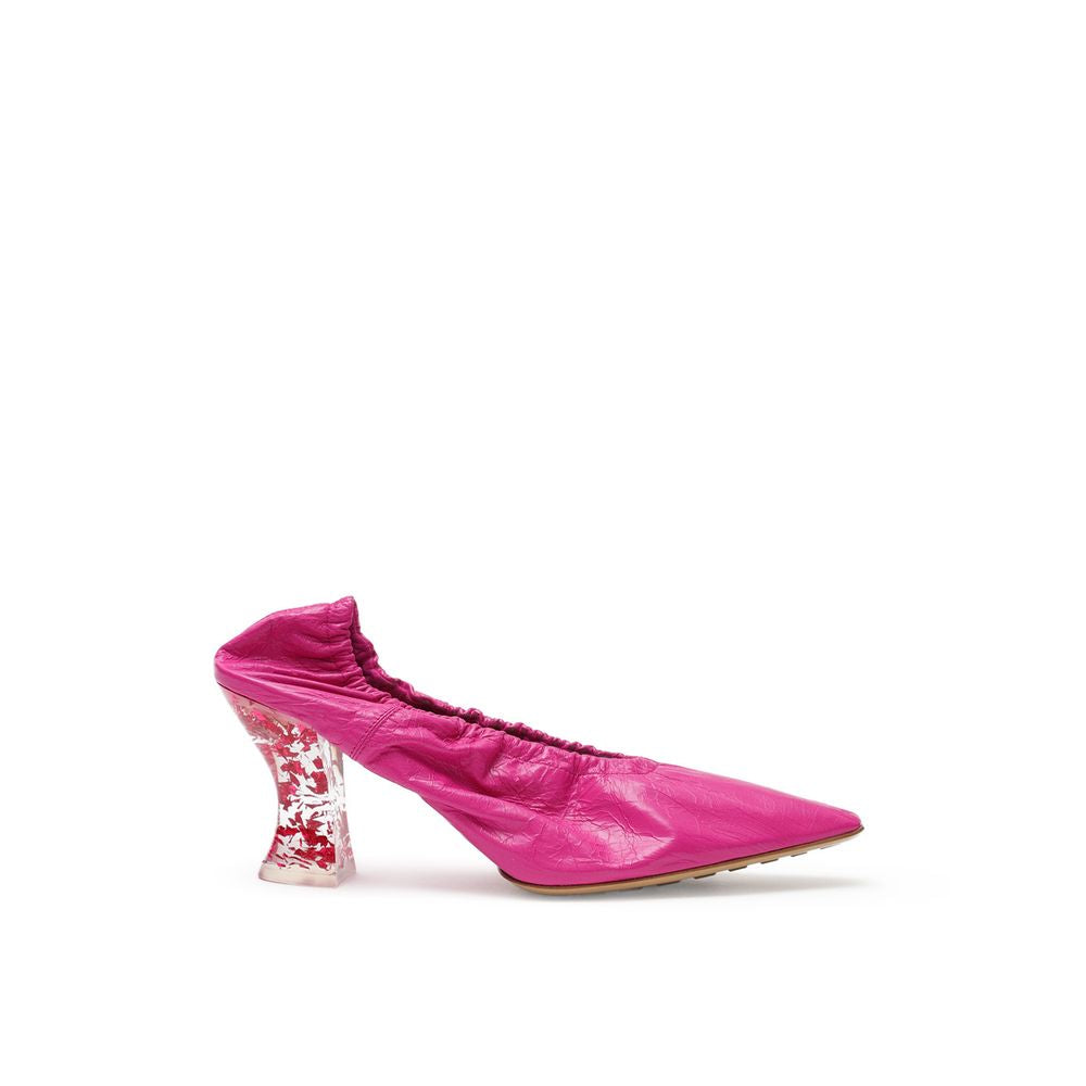 Bottega Veneta Fuchsiafarbene Leder-Slipper