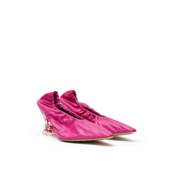 Bottega Veneta Fuchsiafarbene Leder-Slipper