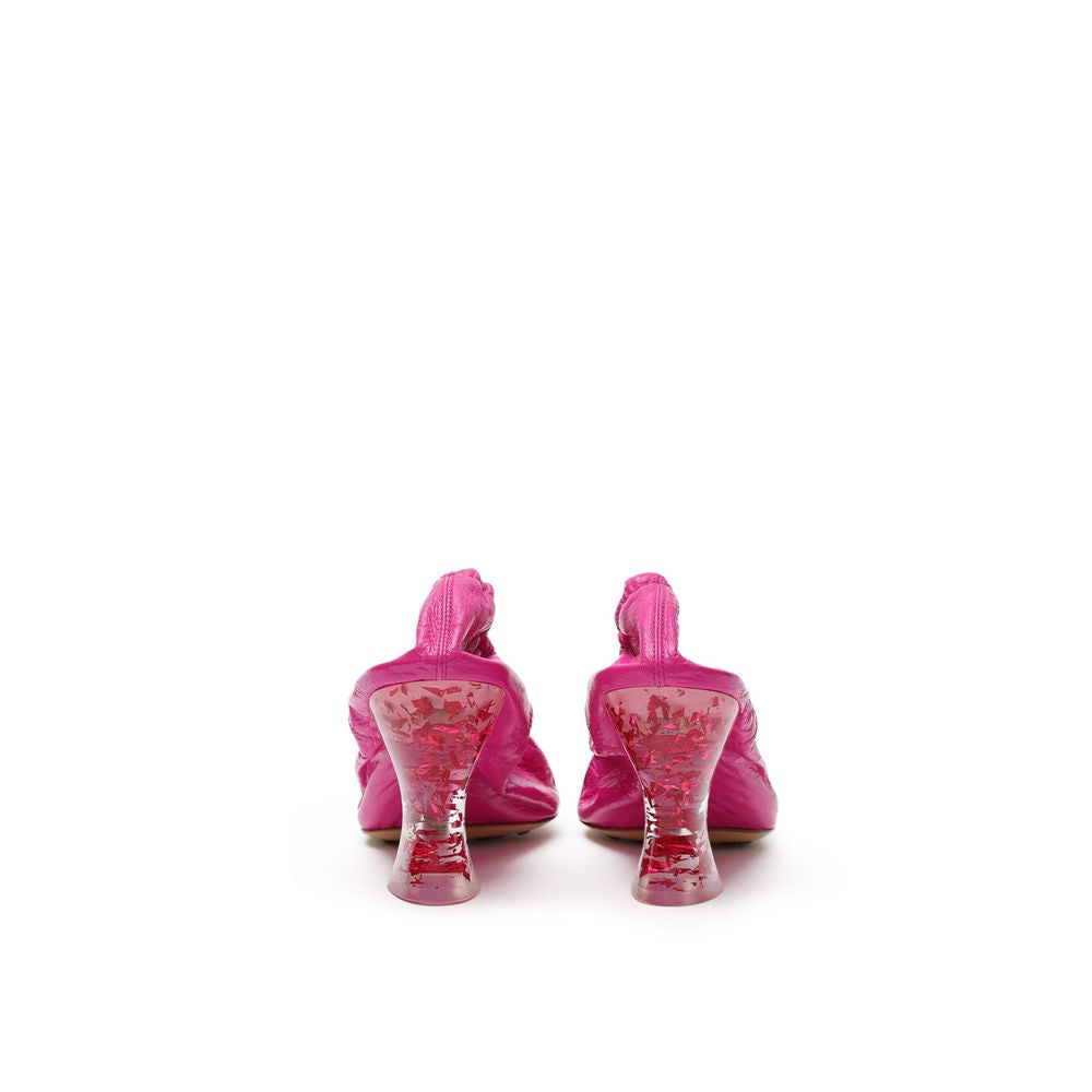 Bottega Veneta Fuchsiafarbene Leder-Slipper