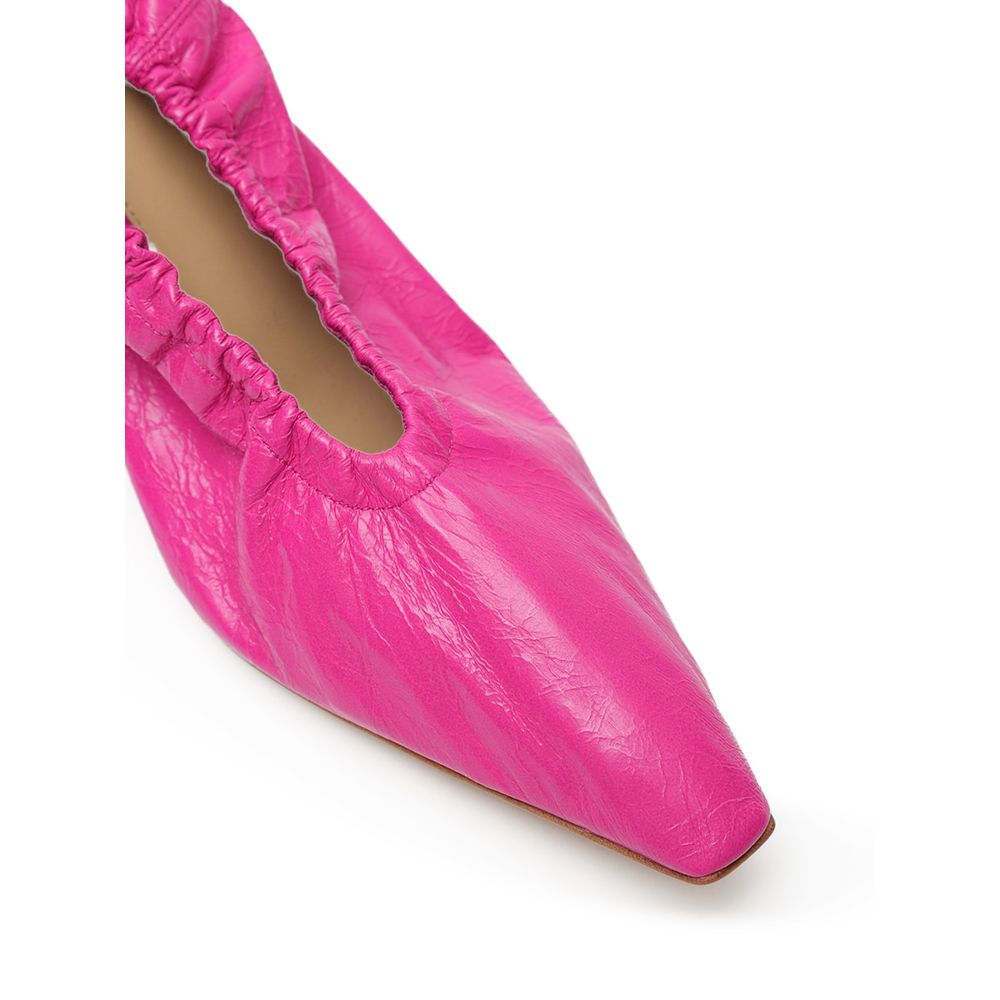 Bottega Veneta Fuchsiafarbene Leder-Slipper