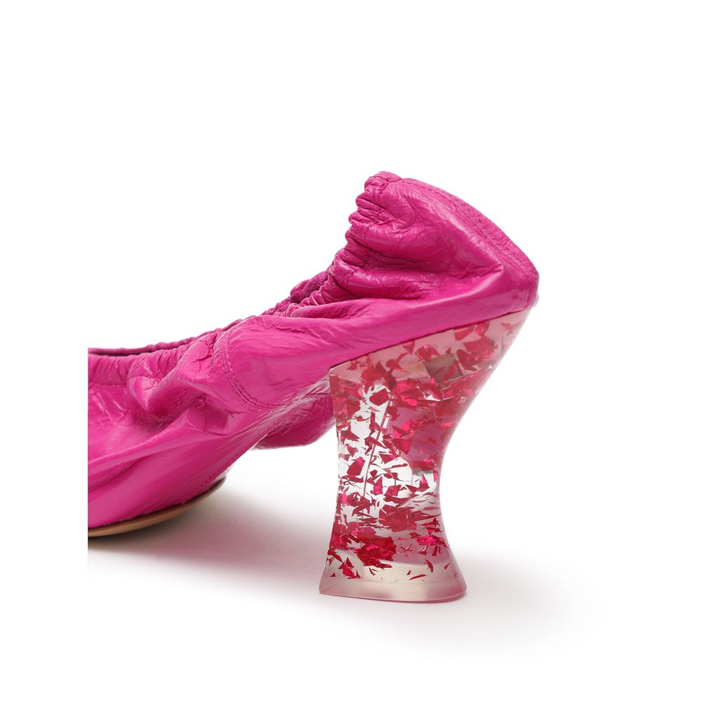 Bottega Veneta Fuchsiafarbene Leder-Slipper