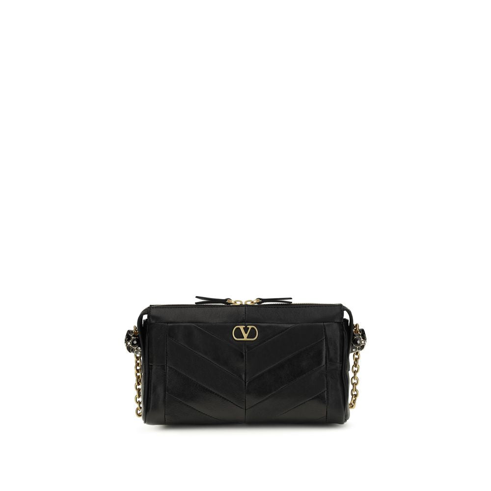Valentino Garavani Schwarze Lammfell-Schultertasche (Ovis Aries Aries)