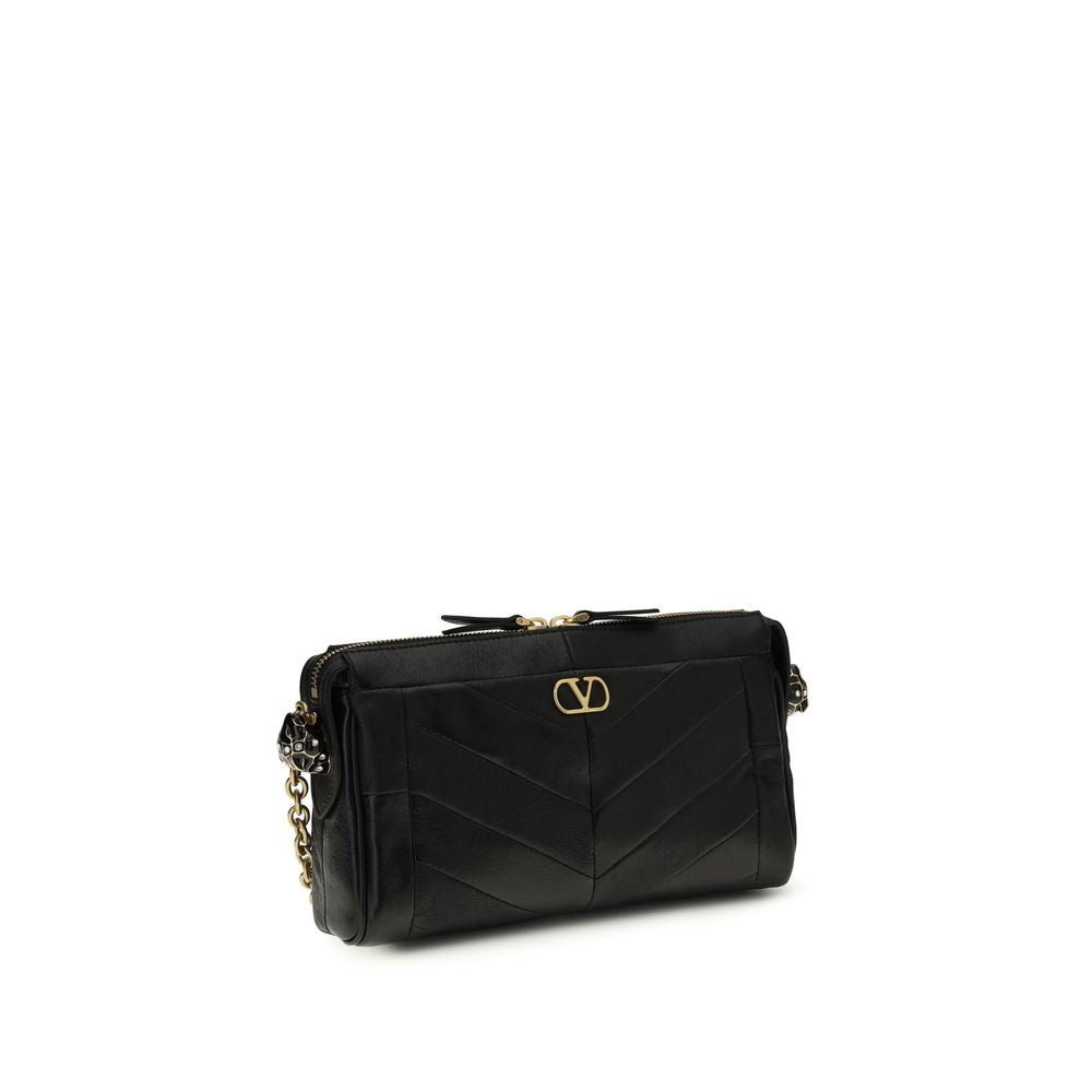 Valentino Garavani Schwarze Lammfell-Schultertasche (Ovis Aries Aries)